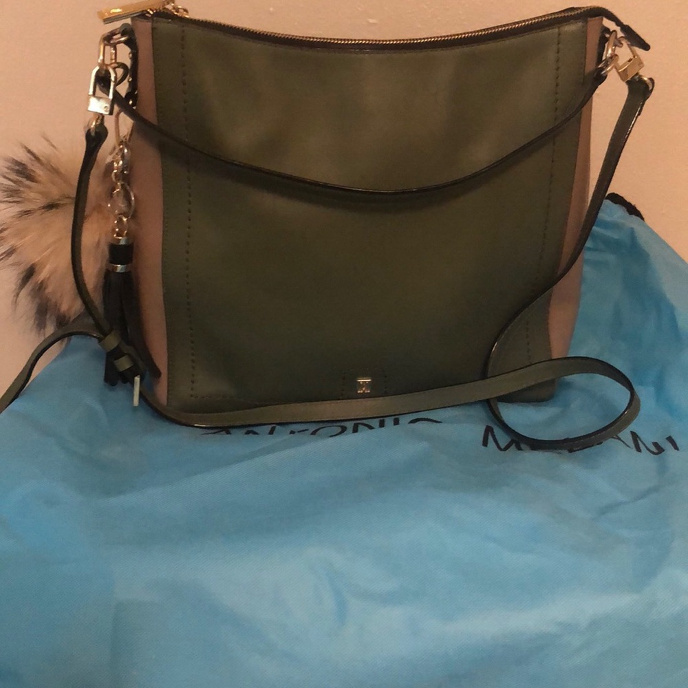 Olive green and tan Antonio Melani bag
